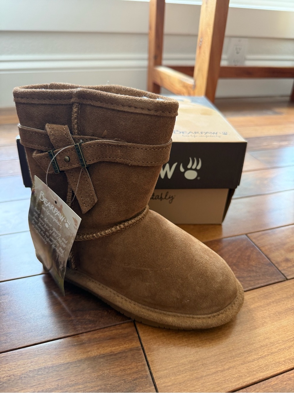 BearPaw Val Kids Short Bow Boot in Chestnut Brown